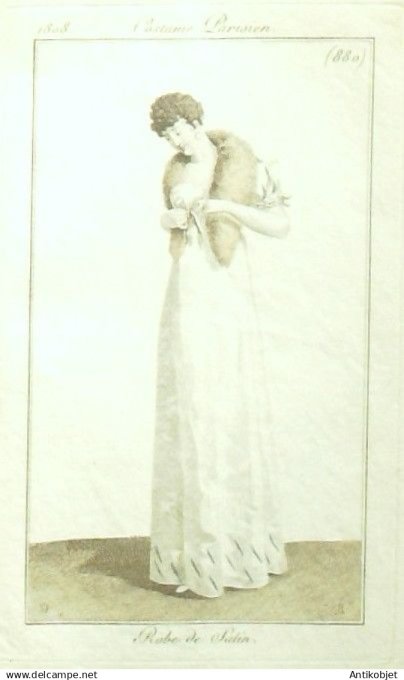 Costume Parisien 1808 # 880 (eau forte) Robe de satin