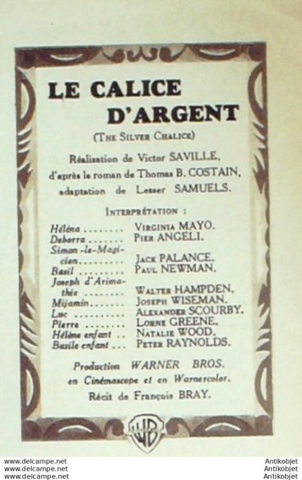 Le calice d'argent Pier Angeli Virginia Mayo Jack Palance + Film