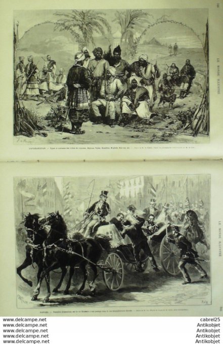 Le Monde illustré 1878 n°1131 Afghanistan Caboul Khyber Sheer Ali Khan Emir Italie Naples Roi Humber