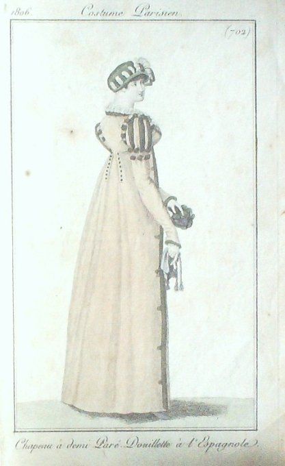 Gravure Mode Costume Parisien 1806 #  702 (eau forte old Fashion plate