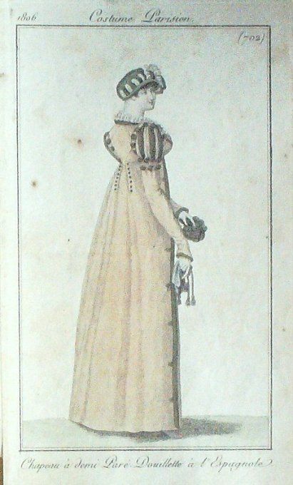 Gravure Mode Costume Parisien 1806 #  702 (eau forte old Fashion plate