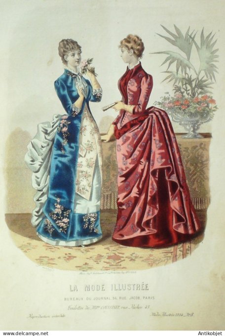 Gravure Mode illustree 1884 #  8 (Old Fashion plate)