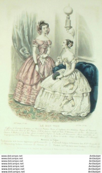 Gravure Mode Le Bon Ton 1847 14 # 34 (aquarelle old fashion plate)