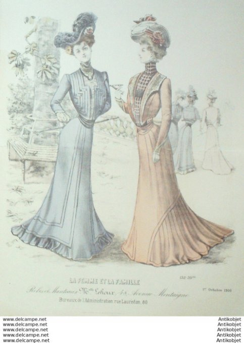 Gravure Mode La Femme & La Famille 1900 # 10 (Old Fashion plate)