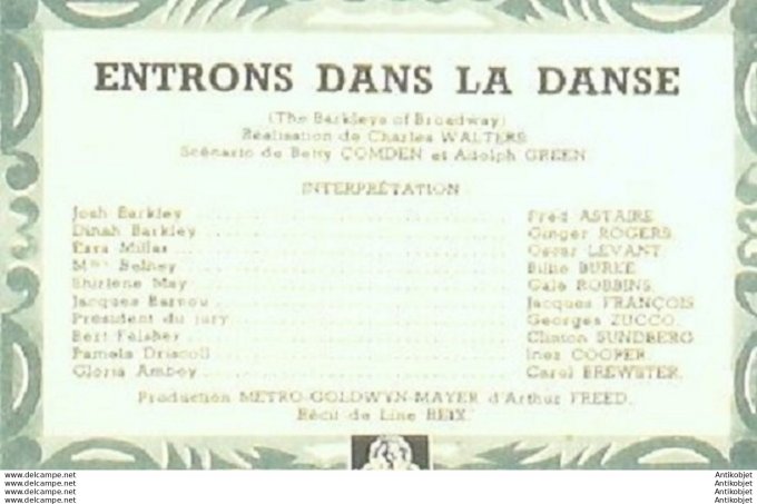 Entrons dans la danse Fred Astaire Ginger Rogers Billie Burke