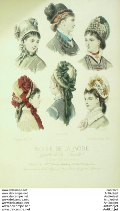 Gravure Mode La Gazette 1877 # 279 (Old Fashion plate)