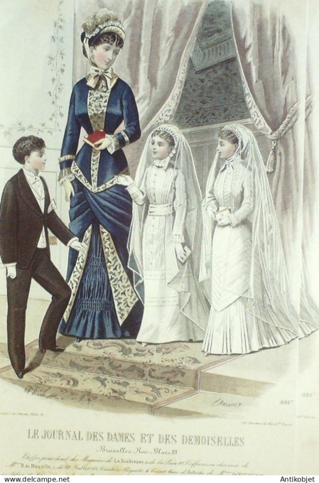 Gravure Mode J.Dames & Demoiselles 1874 # 1688 (Old Fashion plate)