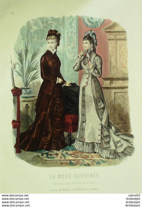 Gravure de mode La Mode illustrée 1878 n°10 (Maison Fladry)