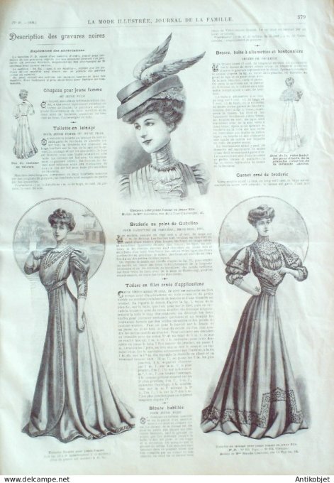 La Mode illustrée journal 1906 n° 48 Costume en velours