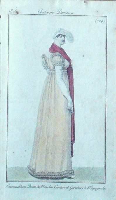 Gravure Mode Costume Parisien 1806 #  704 (eau forte old Fashion plate