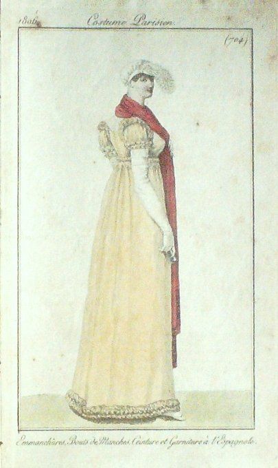 Gravure Mode Costume Parisien 1806 #  704 (eau forte old Fashion plate