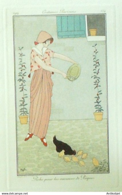 Gravure Costume Parisien 1914 #154 Franc-Nohain Madeleine (eau forte) Robe