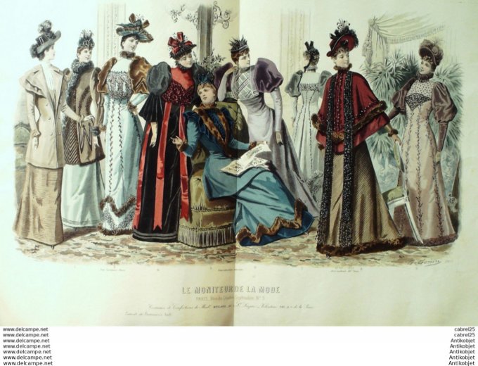 Gravure Mode Le Moniteur 1892 # 40 (Old Fashion plate)