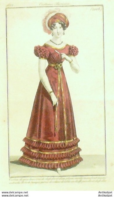 Costume Parisien 1823 # 2108 Robe de Barrèges à volans