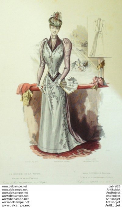 Gravure Mode La Gazette 1890 # 33 (Old Fashion plate)