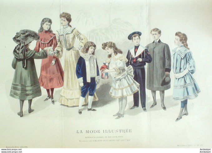 Gravure Mode illustree 1902 # 52 (Old Fashion plate) rare