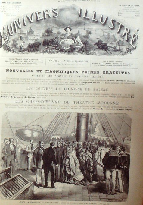 L'Univers illustré 1868 # 705 Royaume-Uni Vigra Siam Bangkok Bulgarie Belgrade Comores Fomboni Bosni