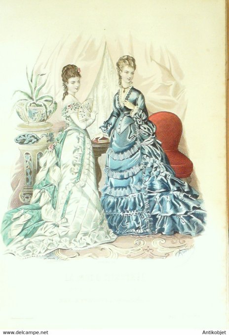 Gravure de mode La Mode illustrée 1875 n°20 (Maison Delaunay)