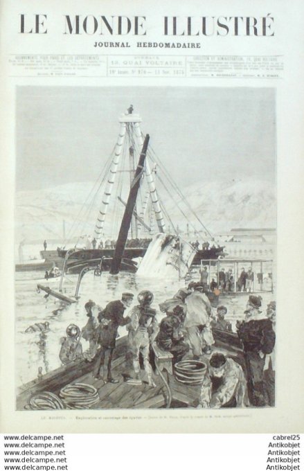 Le Monde illustré 1875 n°970 Boulogne (62) Lyon (69) Toulon (83) Cuirassé Le Magenta Autriche Steinf