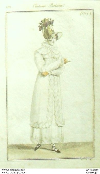 Gravure Mode Costume Parisien 1813 # 1309 (eau forte old Fashion plate