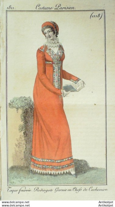 Costume Parisien 1811 # 1118 Redingote garnie de Cachemire
