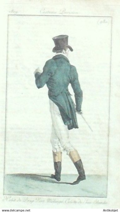 Costume Parisien 1809 # 980 (eau forte) Habit homme en drap