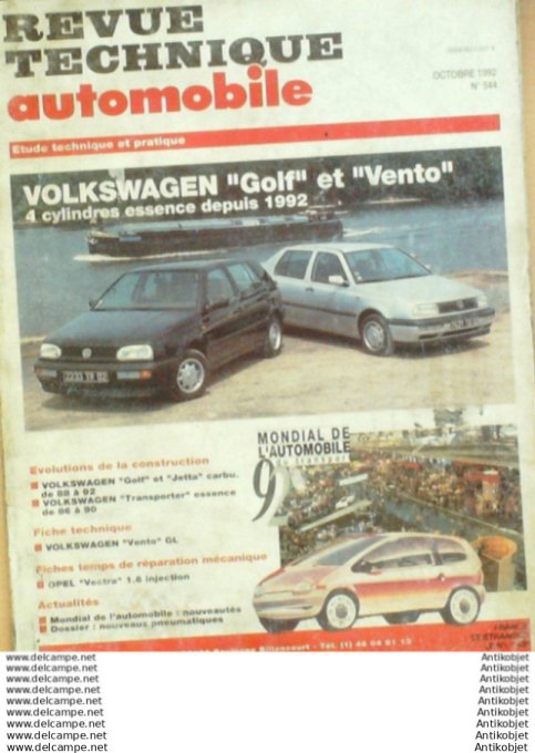 R.T Automobile Volkswagen Golf & Vento 4 cyl. 1989/1992 Opel Vectra   # 544