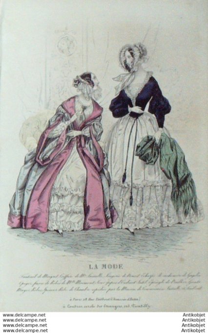 Gravure La mode 1840 # 30 (aquarelle old Fashion plate)