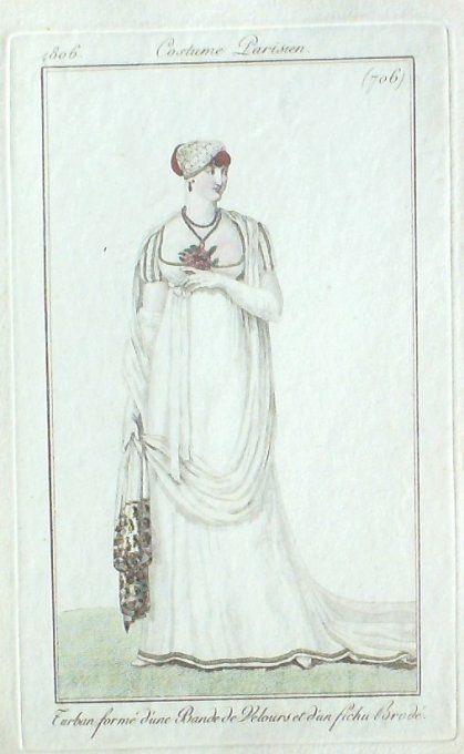 Gravure Mode Costume Parisien 1806 #  706 (eau forte old Fashion plate