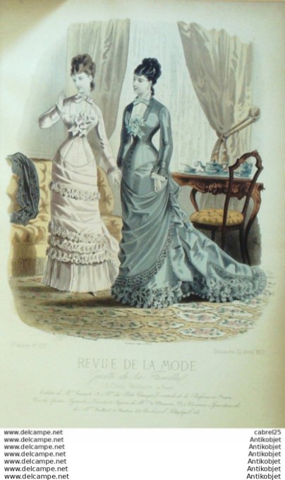 Gravure Mode La Gazette 1877 # 277 (Old Fashion plate)