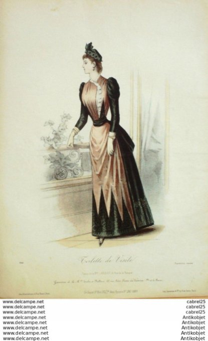 Gravure Mode Le Coquet 1889 # 19 (Old Fashion plate)