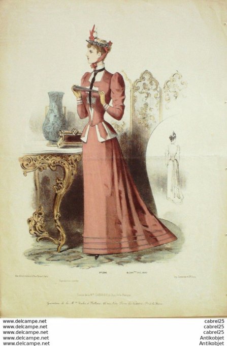 Gravure de mode Le Coquet 1892 n°18 (Maison Toche-Mellerio) Mariée T Gd format