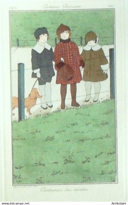 Gravure Costume Parisien 1914 #147 Franc-Nohain Madeleine (eau forte) Costumes enfants