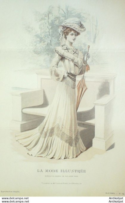 Gravure Mode illustree 1902 # 34 (Old Fashion plate) rare