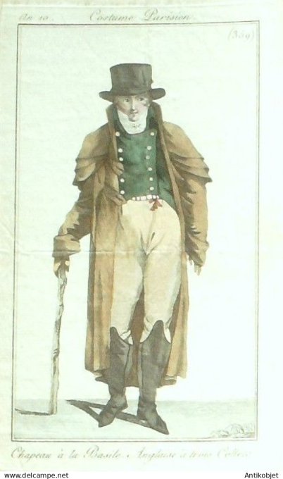 Costume Parisien 1802 an 10 # 359 (eau forte) Anglaise ? trois collets