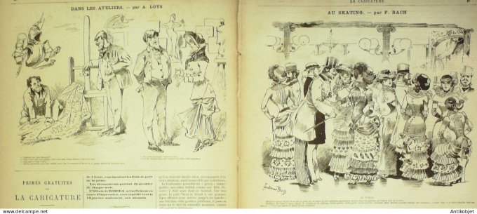 La Caricature 1882 #108 Mystères de PAris Robida Skating Ballet Bach