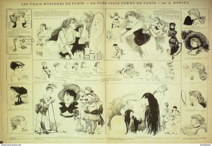 La Caricature 1882 #108 Mystères de PAris Robida Skating Ballet Bach