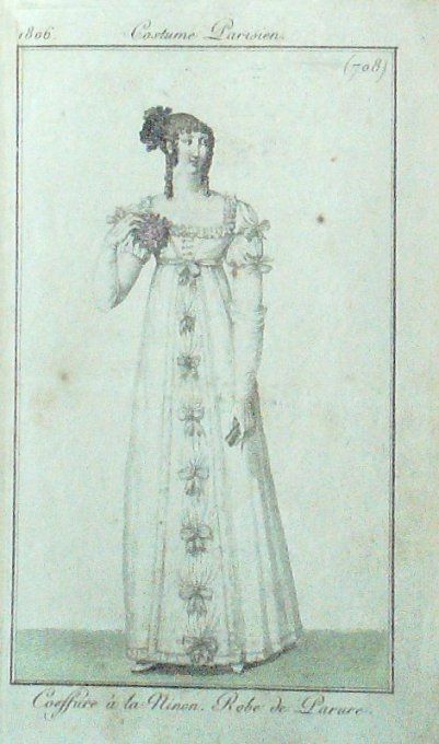 Gravure Mode Costume Parisien 1806 #  708 (eau forte old Fashion plate