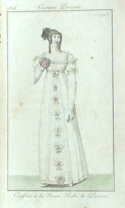 Gravure Mode Costume Parisien 1806 #  708 (eau forte old Fashion plate