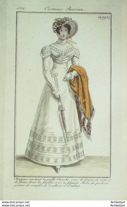 Costume Parisien 1821 # 1992 Robe perkale garnie de remplis