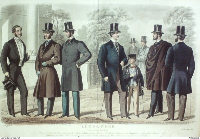 Gravure Mode Le Coupeur 1858-10 (Old Fashion plate) Rare