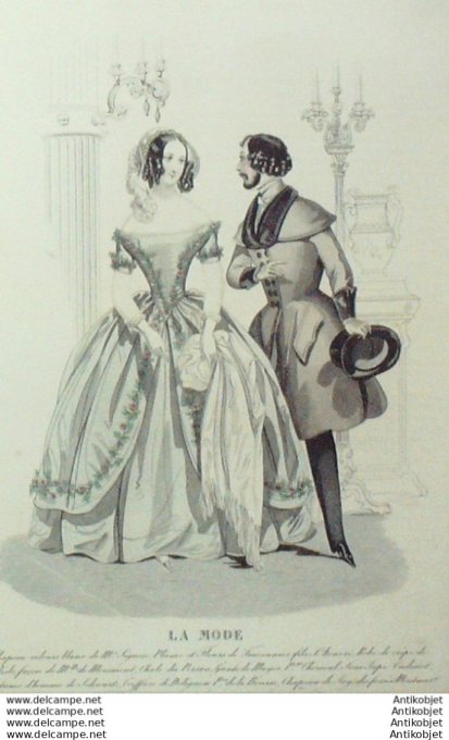 Gravure La mode 1840 # 26 (aquarelle old Fashion plate)