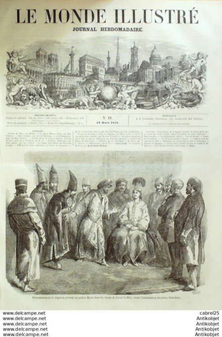 Le Monde illustré 1858 n° 48 Inde Pristna Seyssel (69) Sèten(34) Bayonne (64) Crimée Sébastopol