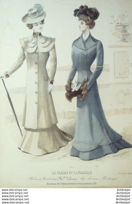 Gravure Mode La Femme & La Famille 1900 # 01 (Old Fashion plate)