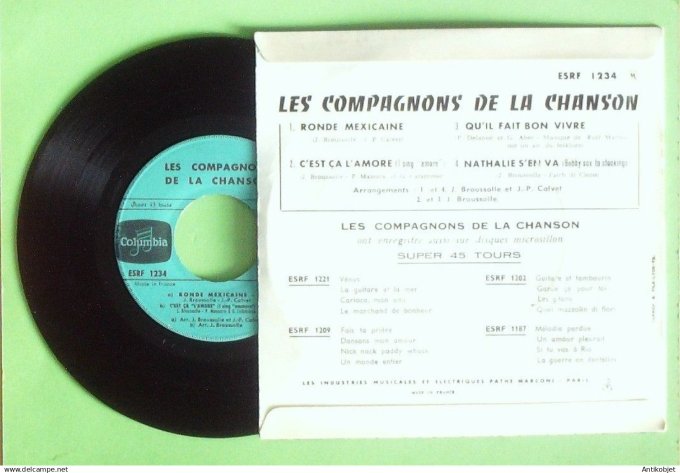 Les Compagnons de la chanson 45T EP Ronde mexicaine 1960