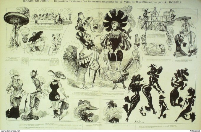 La Caricature 1880 #  43 Modes du jour Robida Montéliumart Draner