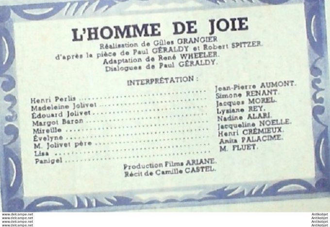 L'homme de Joie Simone Renant Jean Pierre Aumont