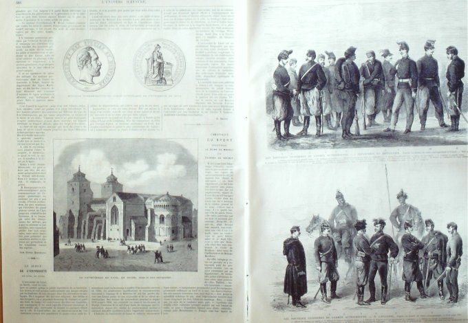 L'Univers illustré 1868 # 709 Autriche uniformes Suède Lund Caen (14) Reine Victoria 