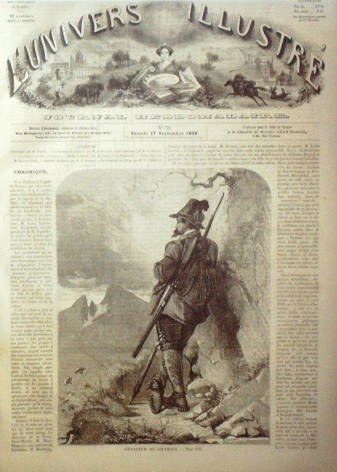 L'Univers illustré 1859 #  70 Liegnitz Musée Munitoli Chasseur de chamois Alfred le grand