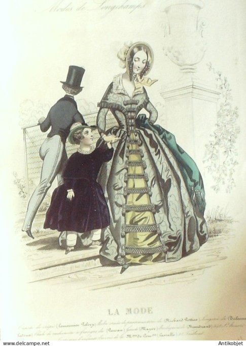 Gravure La mode 1842 # 11 (aquarelle old Fashion plate)